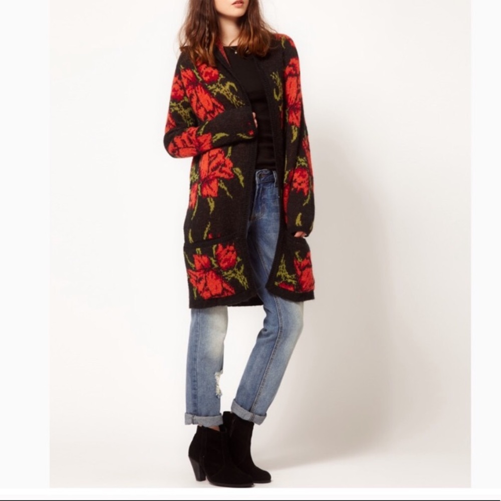 Free People Floral Sweater Boho NWOT
